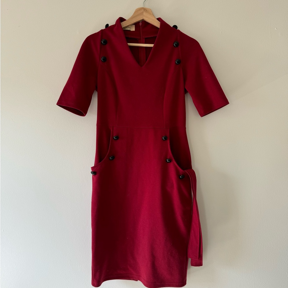 Red 1950s inspired midi dress